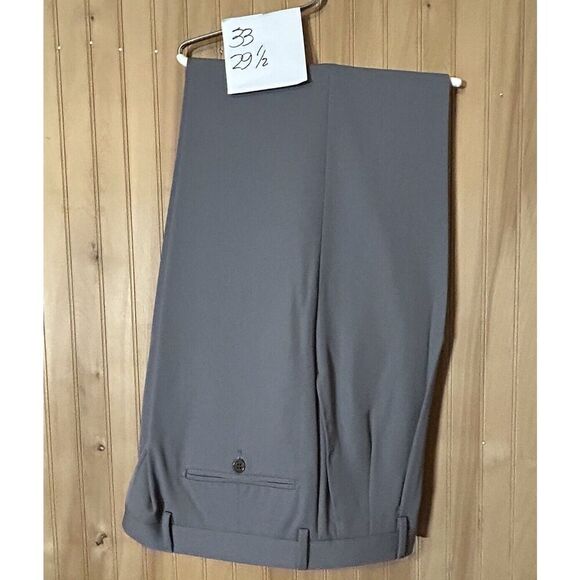 Mens Custom Tailored Dress Pants 33 x 29.5 Pleated Twill Gray Movie Set - Picture 1 of 3